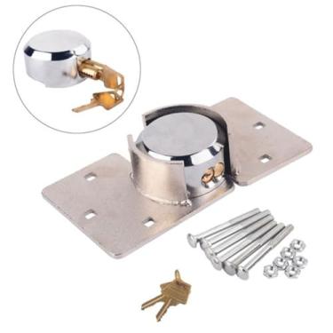 Imagem de Conjunto de cadeado e ferrolho, aço resistente 1/2 x kit de trava de segurança para porta de garagem de 73 mm