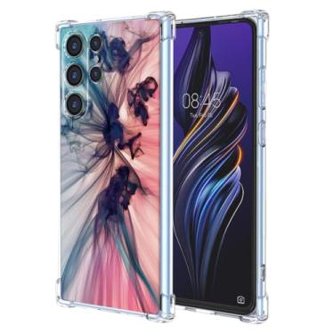 Imagem de WEIOUHR Capa para Galaxy S23Ultra Samsung S23Ultra Transparente TPU Macio Design Padrão Abstrato, Capa protetora leve resistente a arranhões, para Samsung Galaxy S23 Ultra(Deep Blue Pink)