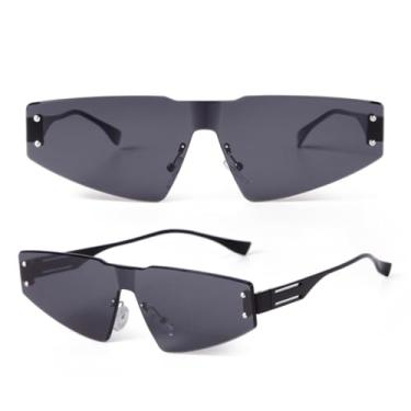 Imagem de HCHES Óculos de Sol Femininos e Masculinos com Armação Dourada, Sem Aro e com Proteção UV400 e Lentes Degradê (1)