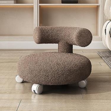 Imagem de BSNANCA Banqueta de assento de rolo baixo com suporte traseiro cadeira giratória 360 graus banco giratório com rodinhas resistente apoio para os pés mini banquinho móvel polia banco de rodas para