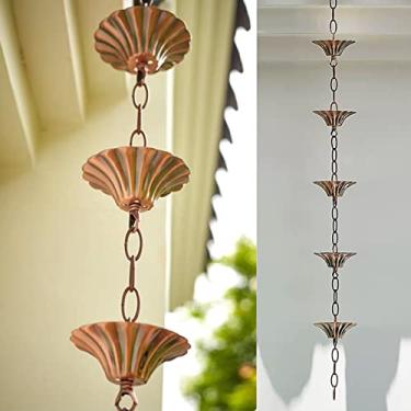 Imagem de WEBSID Calhas de desvio, corrente de chuva, corrente coletora de drenagem, corrente de chuva de decoração para calha de telhado de templo, corrente de água de chuva de jardim ao ar livre, comprimento