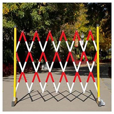 Imagem de IUBGFTO Barricada de metal expansível Barreira de circulação retrátil Barreira de segurança móvel para hospitais, garagens, áreas de trabalho, vermelho amarelo - 1,2 x 8 m