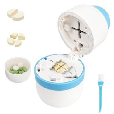 Imagem de Cortador de comprimidos para comprimidos pequenos ou grandes, cortador profissional de comprimidos 1/4 e 1/2, inclui compartimento de armazenamento, corte preciso e fácil para comprimidos, vitaminas