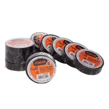 Imagem de Kit 10 Fita Isolante Foxlux PVC Antichamas 20m x 19mm Preta Para Insta