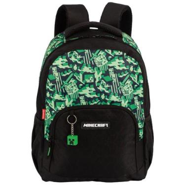 Imagem de Mochila De Costas Minecraft Creeper Passeio Infantil Escolar, Verde