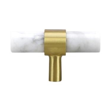 Imagem de XLWLLNJ Puxadores de mármore para armários, puxadores resistentes e elegantes para cômodas, móveis de armários, banheiro e cozinha, 35x60mm Branco