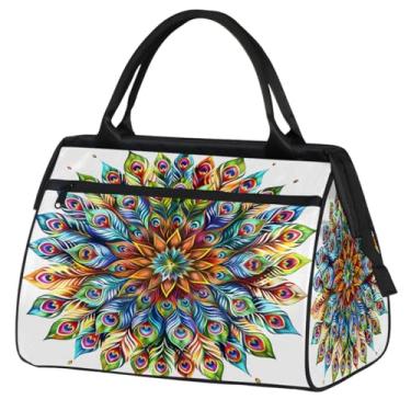Imagem de Bolsa pequena para o fim de semana para mulheres, homens, com pintura de girassol, dobrável, bolsa esportiva leve para academia, Cor: 66 cm, 15.2*8.3*11.6 inch, Moderno