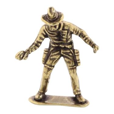Imagem de XLWLLNJ Estátua de em latão, miniatura de guerreiro para decoração de diorama ou estante, Usando Chapéu de