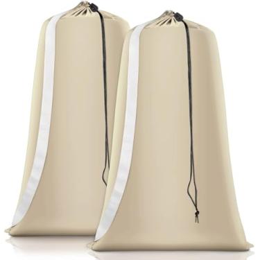 Imagem de Saco de roupa resistente pacote com 2 sacos de roupa de nylon GG com alças, organizador de roupas sujas grande lavável com fecho de cordão, saco de lavagem de viagem cabe em um cesto de roupa suja ou