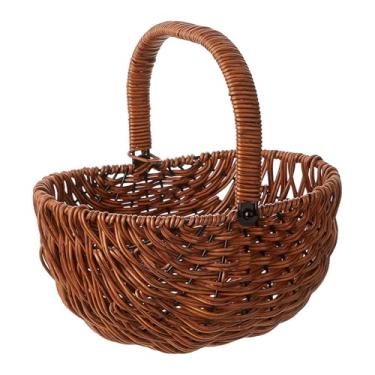 Imagem de KiBcsLic Cesta de portátil com alça, imitação de vime, ideal para daminhas de honra, piqueniques, praia, Natal e festivais ao ar livre. Feita em, Sem Flor