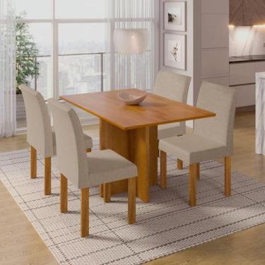 Imagem de Conjunto Sala de Jantar 4 Lugares Retangular Tampo MDF Mesa Carol com 