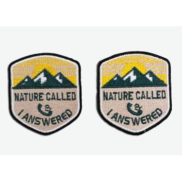 Imagem de Adesivos Nature Called I Answered 6 cm – Nature & Hiking 2 peças de adesivos bordados táticos, apliques para boné de caminhoneiro, roupas, mochila, acessórios para presente