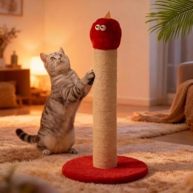 Imagem de Fansafurn Poste arranhador para gatos, arranhador de sisal de 50 cm de altura para gatos internos, suporte de escalada resistente para gatinhos e gatos grandes, vermelho