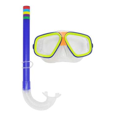 Imagem de Kit De Mergulho Infantil Máscara Snorkel Respirador para Piscina Natação Mergulho Dm Splash Laranja-Unissex
