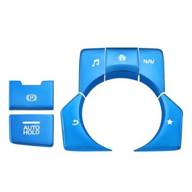 Imagem de TOMALL Capa de botão multimídia compatível com Mazda Cx5 2017-2020 Alumnium Freio de mão eletrônico compatível com Mazda 6 2018-2021 console central Media Parking Switch Trim Acessórios para carro