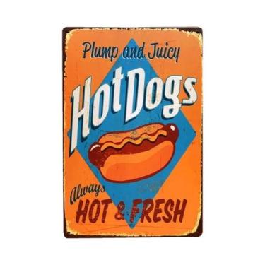 Imagem de Placa De Metal Vintage Com Hambúrgueres E Cachorros-Quentes, Decoração