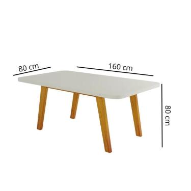 Imagem de Mesa De Jantar Retangular Com Tampo De Vidro Firenze Naturale E Off White 160cm