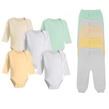 Imagem de Kit Body Longo e Mijão Culote Liso 10 Peças Roupa Para Bebê - Koala Ba