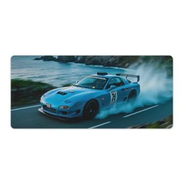 Imagem de HouLaiZhe JDM Tapetes de mesa de carro Coastal Highway JDM Car Rx7 Extreme Speed Sports Gaming Mouse pads grandes para teclado de mesa tapete de computador 40 x 90 cm