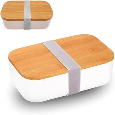 Imagem de Recipiente de comida com talheres e tampa branca, hermetico e reutilizavel, leve, util.
