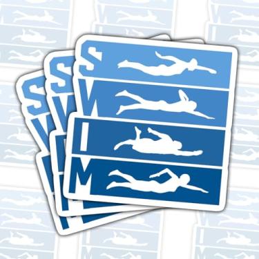 Imagem de 3 peças adesivos de ícones de golpe de nadador, decalques esportivos minimalistas de vinil para laptop, caderno, diário, garrafa de água, carro, presente para adolescentes, estudantes, treinadores de