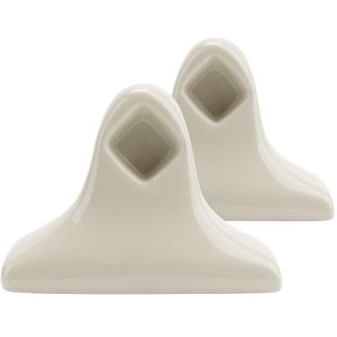 Imagem de Barra de toalha de osso de amêndoa de cerâmica bege suporte de haste suportes de suporte de poste conjunto de azulejos de porcelana vintage vitrificado acessório de banheiro moderno de meados do