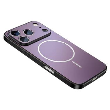 Imagem de HAOMRIYL Capa magnética para iPhone 17 Pro Max/17 Pro/Air/17, capa de proteção de lente fina rígida PC antiarranhões, roxo, 17 Pro