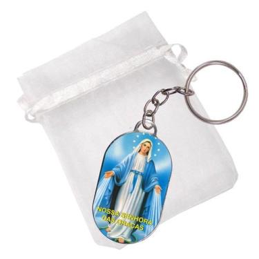 Imagem de 50 Chaveiros Chapinha com Saquinho Nossa Senhora das Graças - SJO Arti