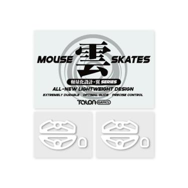 Imagem de TALONGAMES Patins com pés de mouse para Razer DeathAdder V4 Pro, ultraleve, alta durabilidade, desempenho duradouro, baixo ruído, borda curva, alta velocidade (série 「Tsubasa」, branco)