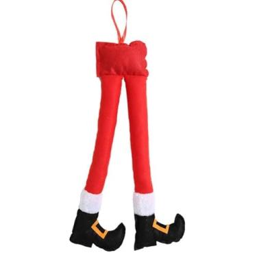 Imagem de Pernas para o Natal, enfeite engraçado para pendurar pés de pelúcia, pingente de guirlanda ao ar livre, porta-malas multiuso ou acessório de árvore de Natal, adequado para a maioria das decorações de