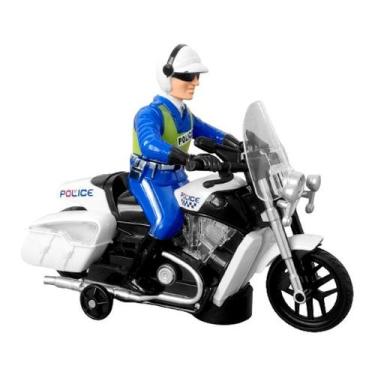 Imagem de Brinquedo Infantil Moto de Polícia Bate e Volta com Som e Luz - Barcel