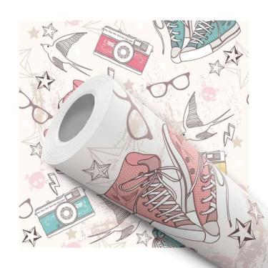 Imagem de Papel De Parede Adesivo Tênis Azul E Rosa Teen Quarto Menina 5m - DELI