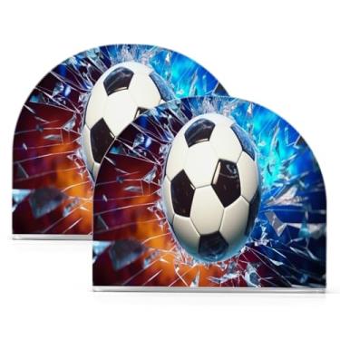 Imagem de Wassud Porta-guardanapos acrílico de futebol quebrado, dispensador de guardanapos de papel moderno em forma de U para mesa, cozinha, sala de jantar, bancada 2 peças (comporta 50-60 guardanapos)