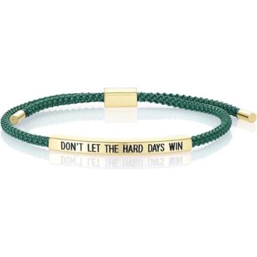 Imagem de COLORFUL BLING Pulseira de tubo de aço inoxidável trançada ajustável feita à mão Dont Let The Hard Days Win Presentes inspiradores, 1, Resina, Sem Pedra Preciosa