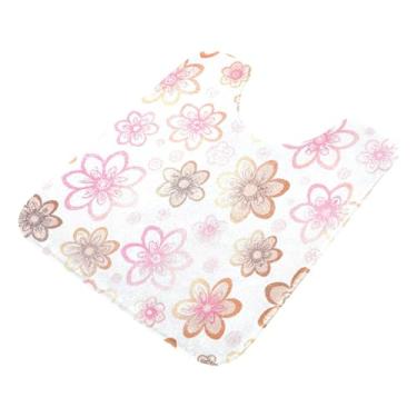 Imagem de Burbuja Tapete de banheiro floral rosa, tapete de banho absorvente de pelúcia macio, base antiderrapante para piso de banheiro, oval em forma de U