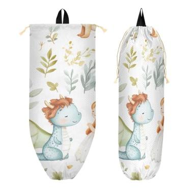 Imagem de xigua Suporte de parede de dragão fofo em aquarela com cordão 1 pacote, organizador de sacolas de supermercado reutilizável para bolsas, meias, roupas íntimas e gravatas