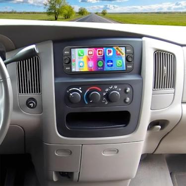 Imagem de Rádio de carro Android 14 para Dodge Dakota 2001-2004 com CarPlay sem fio e Android Auto, tela sensível ao toque IPS de 6,86 polegadas, unidade de cabeça estéreo de carro duplo Din com câmera de