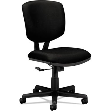 Imagem de HON Cadeira Volt sem braço, reclinável ergonômico ajustável, encosto e assento de tecido, cadeira de mesa giratória, preta