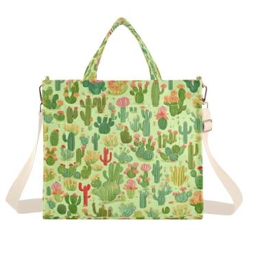 Imagem de Burbuja Sacola feminina Cacti Succulents, bolsa tiracolo de veludo cotelê para compras, trabalho, viagem, P, B79, Medium
