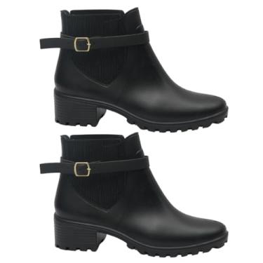 Imagem de Kit 2 Pares Bota Feminina Impermeável Confortável Leve (Preto e preto, Medio, BR, Adulto, Faixa Numérico, 39, 40)
