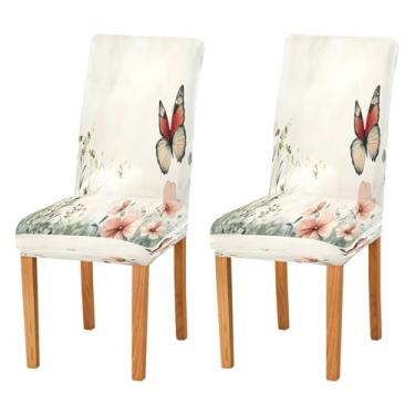 Imagem de CEBUGI Capas de cadeira para sala de jantar, borboleta, elástica, protetora, lavável, removível, para casa, restaurante, banquete, festa, pacote com 2