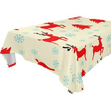Imagem de Burbuja Toalha de mesa de cervo de árvore de inverno, toalha de mesa quadrada anti-rugas grossa para decoração de jantar, cozinha, festa, 152 x 152 cm
