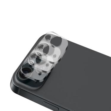 Imagem de Protetor de lente de câmera para iPhone 15 de 6,1 polegadas e iPhone 15 Plus de 6,7 polegadas, vidro temperado 9H, antiarranhões, compatível com capas, não afeta fotos noturnas, HD transparente