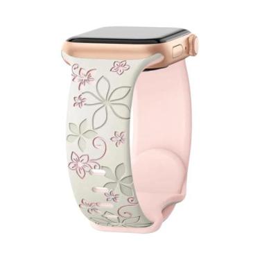 Imagem de Pulseira De Silicone Gravada Para Apple Watch Série 9 7 6 5 4 3 2 1 SE