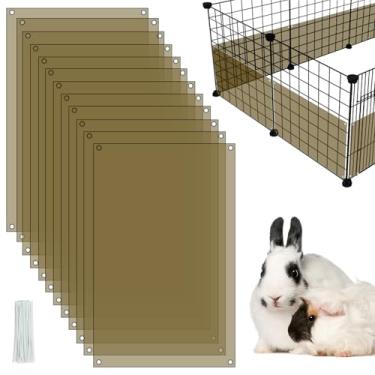 Imagem de Pacote com 12 protetores de gaiola para animais de estimação, gaiola de coelho, protetor de urina, forro de borda transparente de porquinho-da-índia, revestimento lateral de habitat, acessórios para