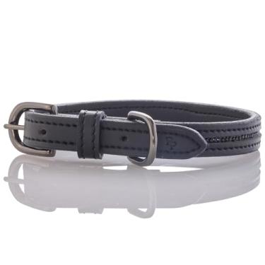 Imagem de Roxy – Coleira de cristal brilhante, couro vegano durável com latão e cristais para animais de estimação, pequeno, médio, cães grandes, preto Bling, PP (40 cm)