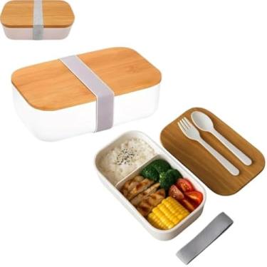 Imagem de Recipiente de comida com talheres e tampa branca, leve, 900ml,elegante