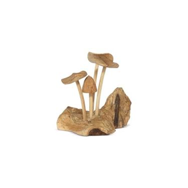 Imagem de G6 Collection Mini estatueta de aglomerado de cogumelos de madeira de 10 cm (8,9 cm de largura)