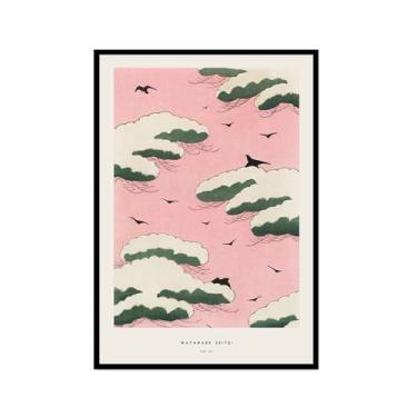 Imagem de Pôster Hasui Kawase Ohara Koson Impressões Katsushika Hokusai Pintura em Tela Onda Japonesa Arte de Parede Hiroshige Imagens para Decoração de Casa (SKU10,20,3 x 30,5 cm = (20 x 30 cm), Moldura preta)