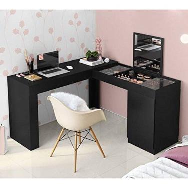Imagem de Escrivaninha Penteadeira Funcional Preto Fosco - Moveis Leartam